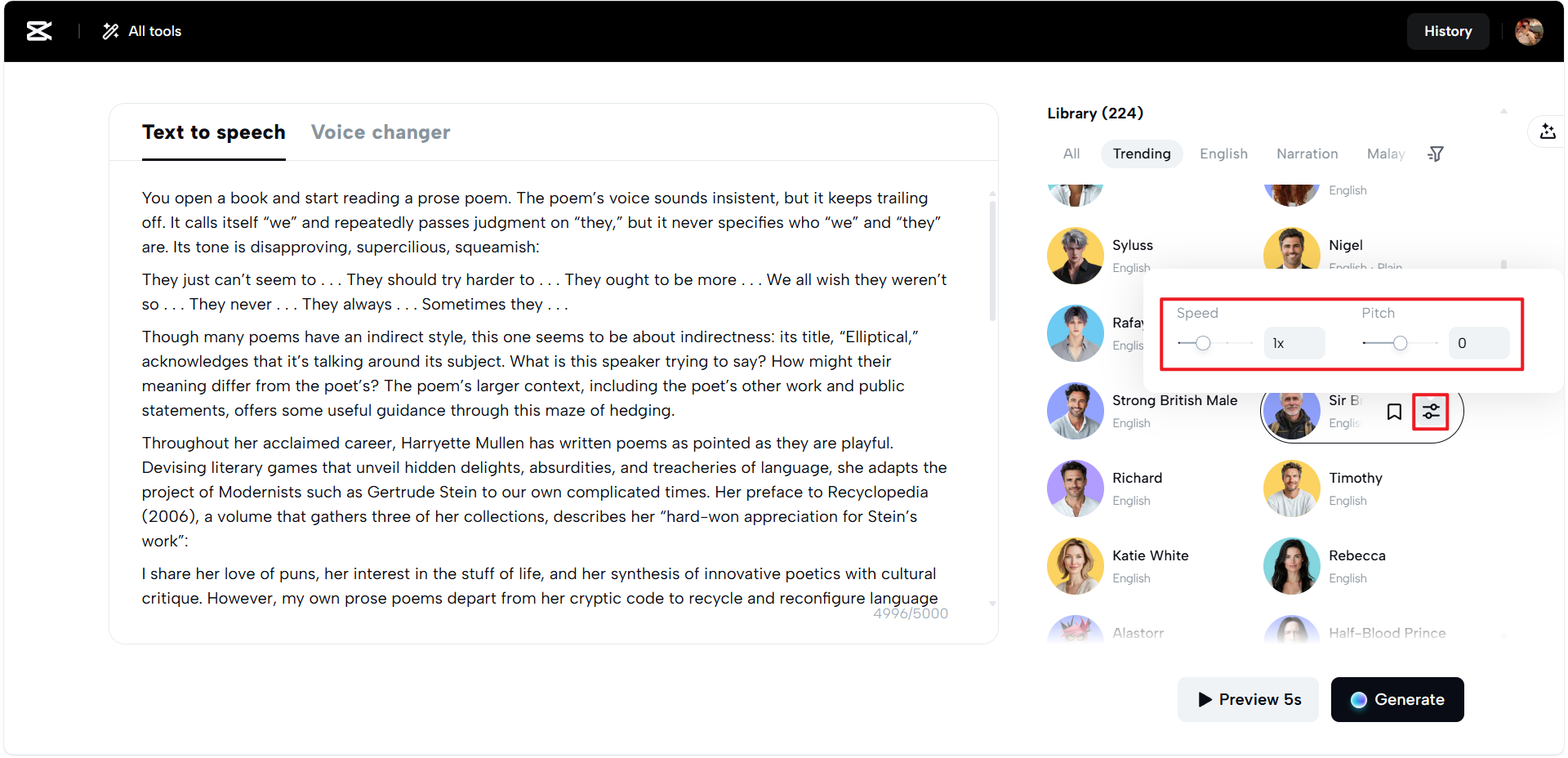 Adjustable speed & pitch