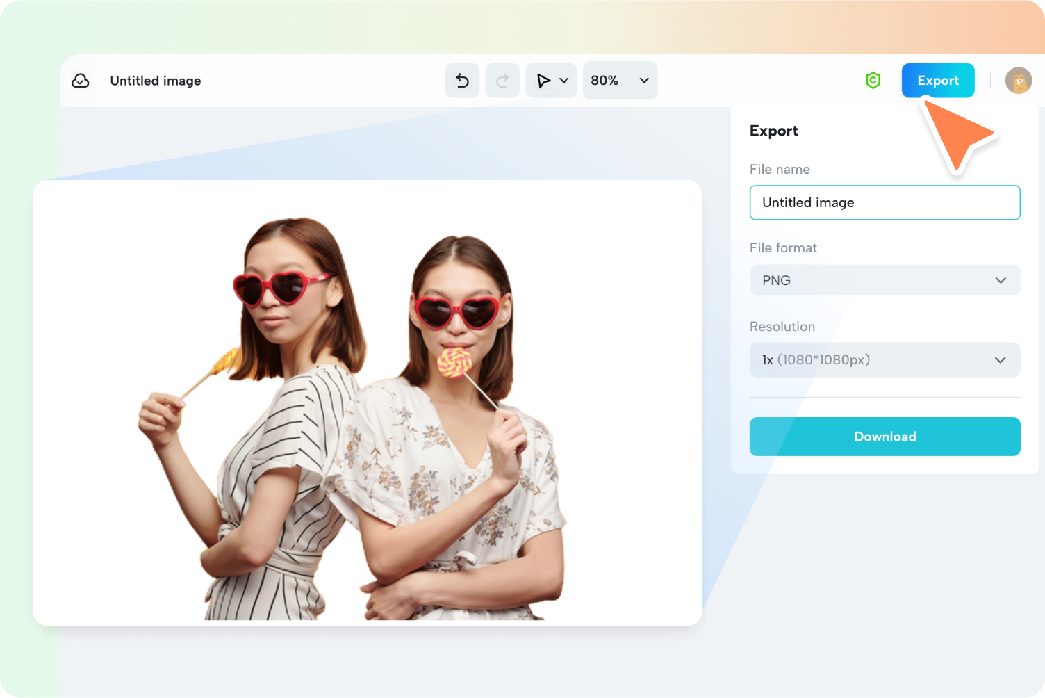 Exporte a imagem convertida de jpeg para png