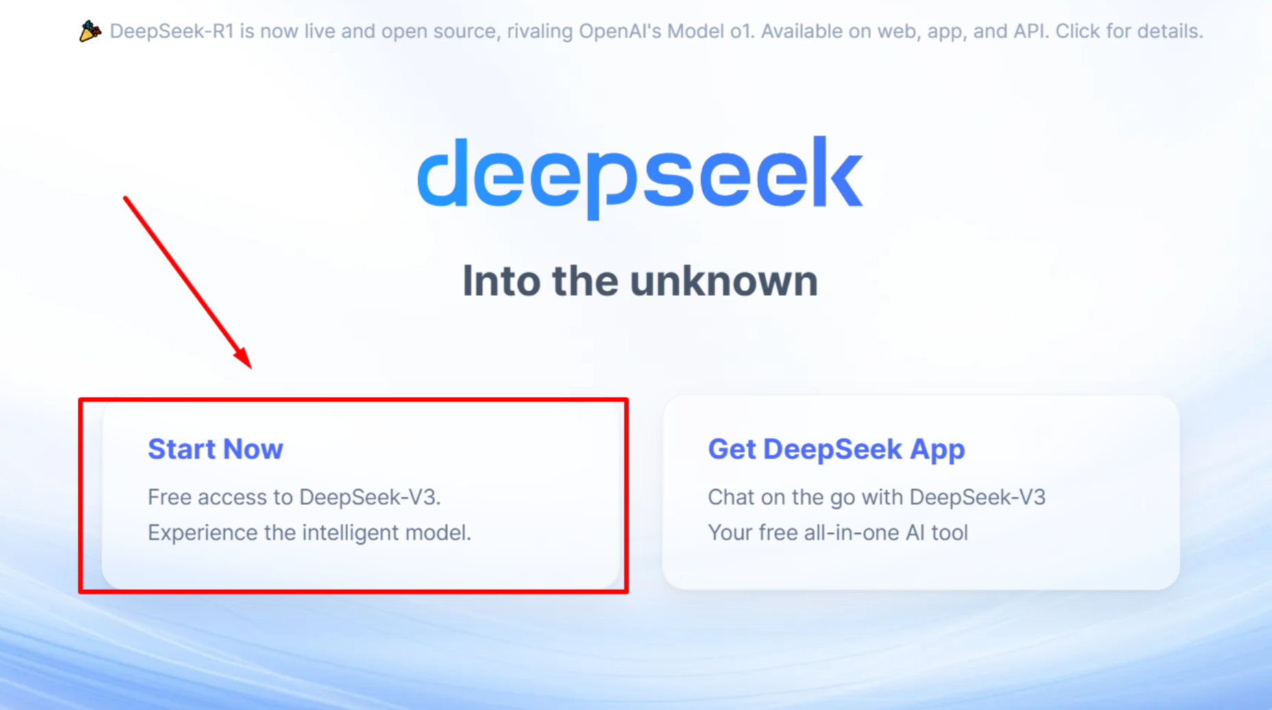 Mengunjungi situs web untuk login DeepSeek