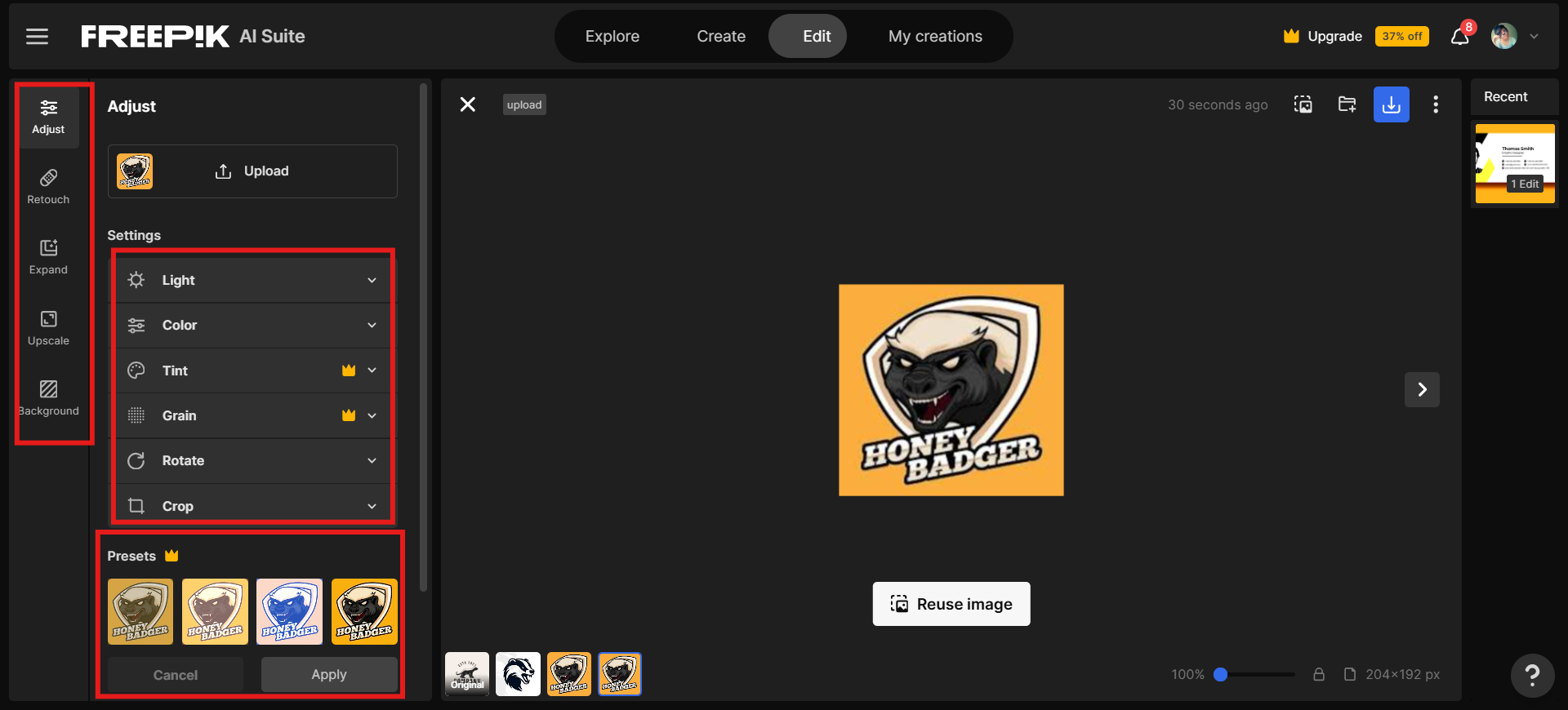 Personalizza il logo della squadra del tasso del miele