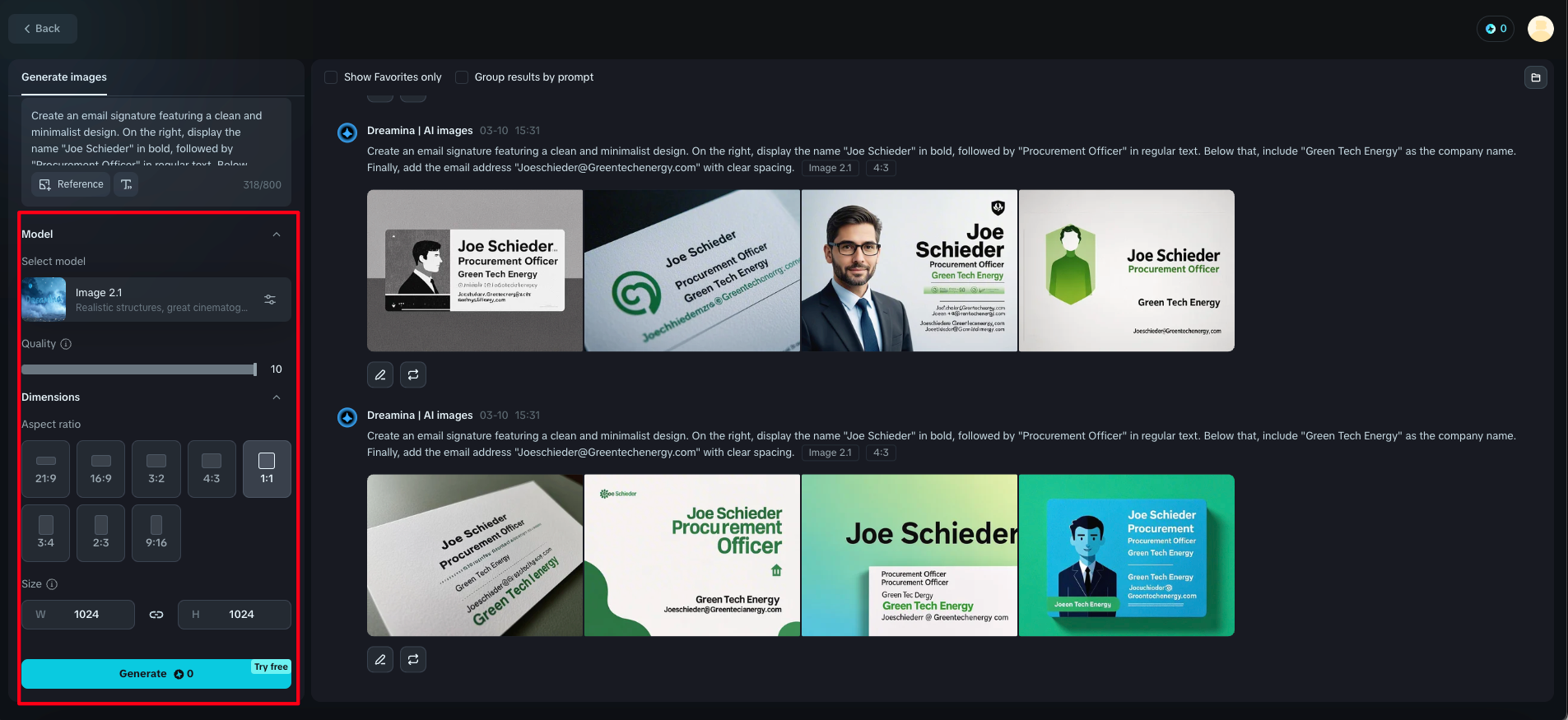 Adjust settings and generate