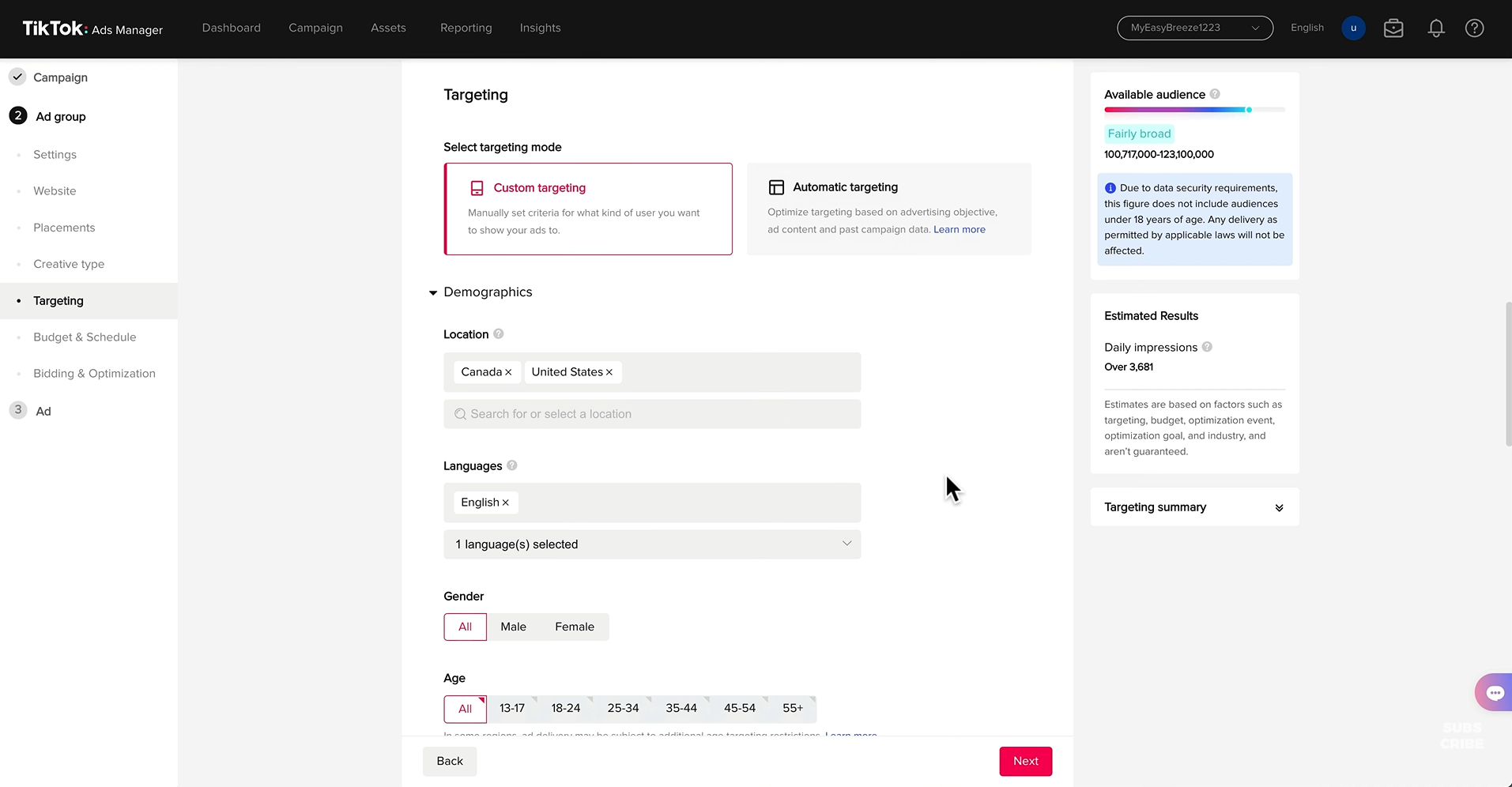 Kép, amely bemutatja, hogyan kell beállítani a TikTok átlagos kattintási arányát