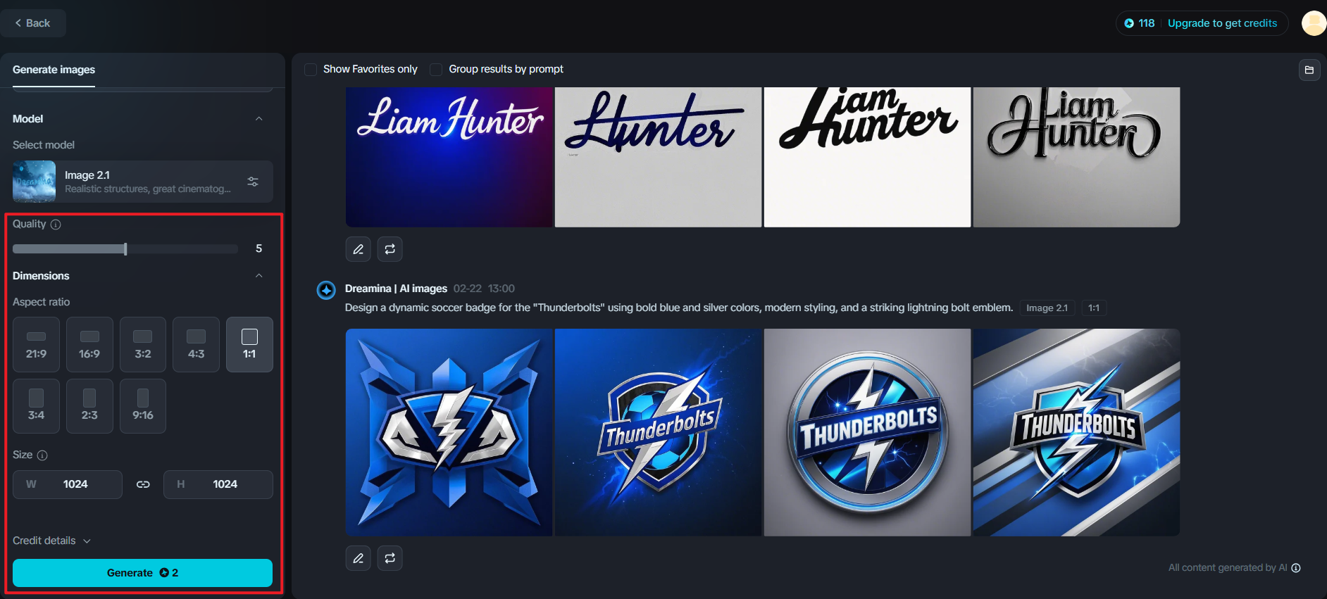 Generate soccer badge logo on Dreamina